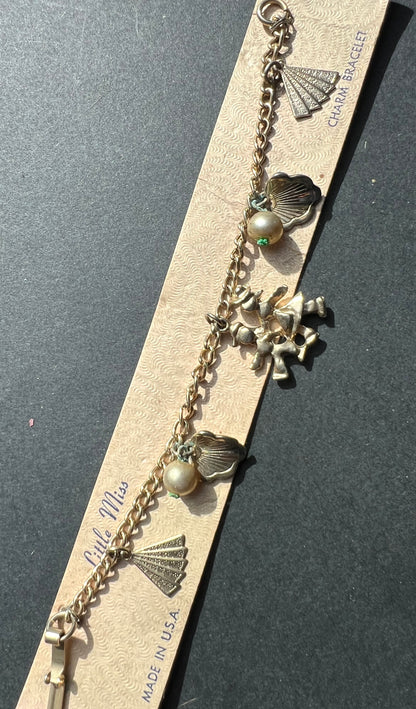1960s American Little Miss Charm Bracelet with Walking Couple.