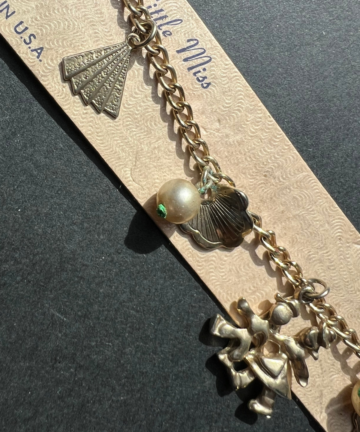 1960s American Little Miss Charm Bracelet with Walking Couple.