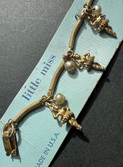 1960s American Little Miss Ballerina Charm Bracelet