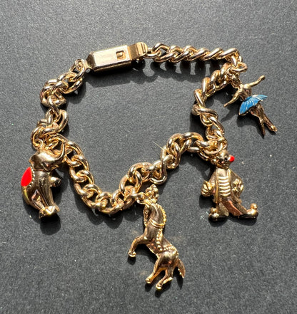 Vintage Circus Themed Childs Charm Bracelet