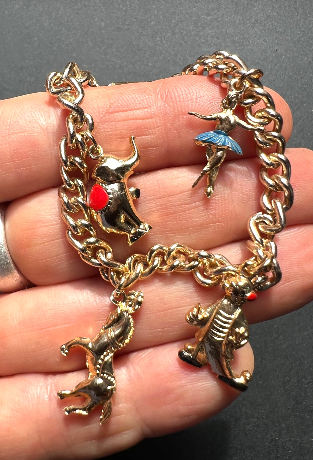 Vintage Circus Themed Childs Charm Bracelet