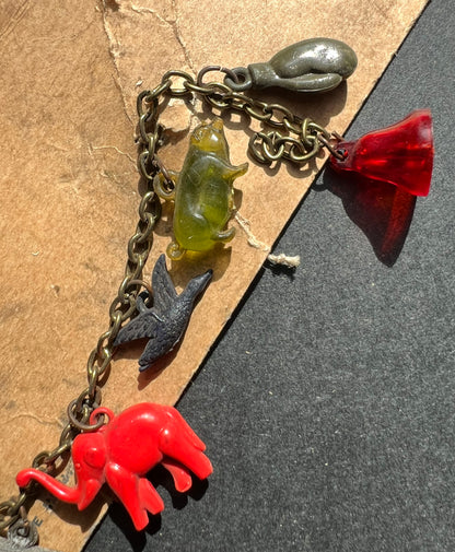 Vintage Charm Bracelet with Celluloid Charms