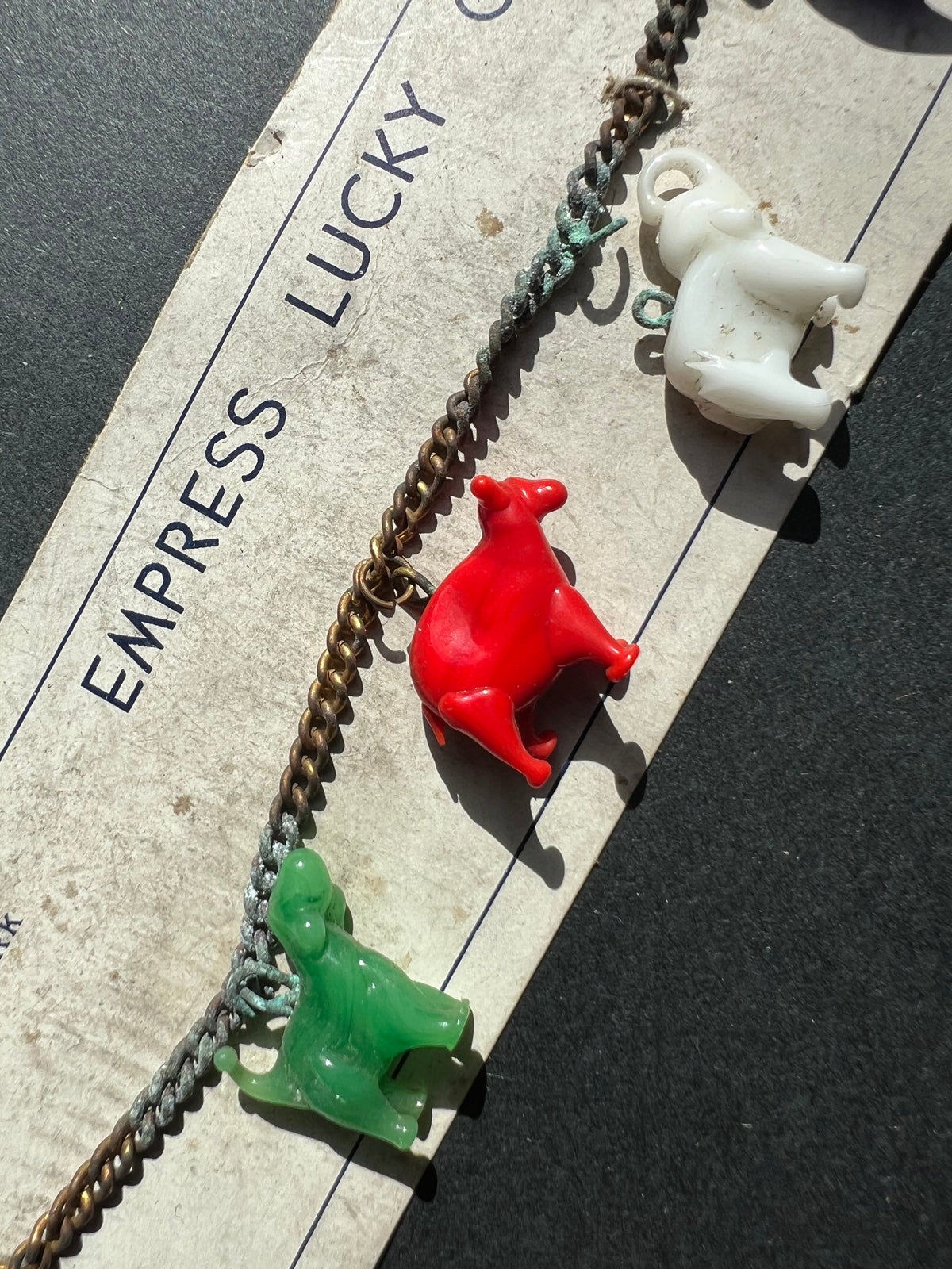 Vintage 1940s Charm Bracelet with Glass Animal Charms Made in Japan