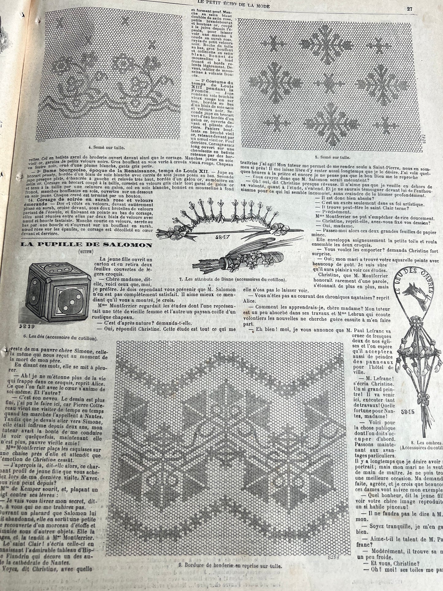 Fashion and Handicrafts 137 years ago in 27th January 1889  French Women's Paper Le Petit Echo de la Mode