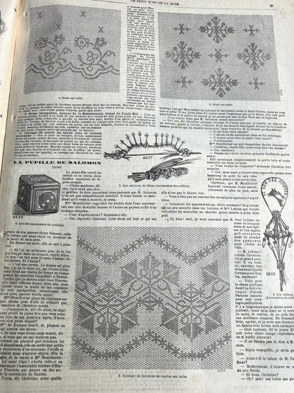 Fashion and Handicrafts 137 years ago in 27th January 1889  French Women's Paper Le Petit Echo de la Mode