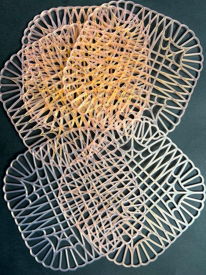 6 Mid Century Pearly Pink Airflow Table Mats - Unused.