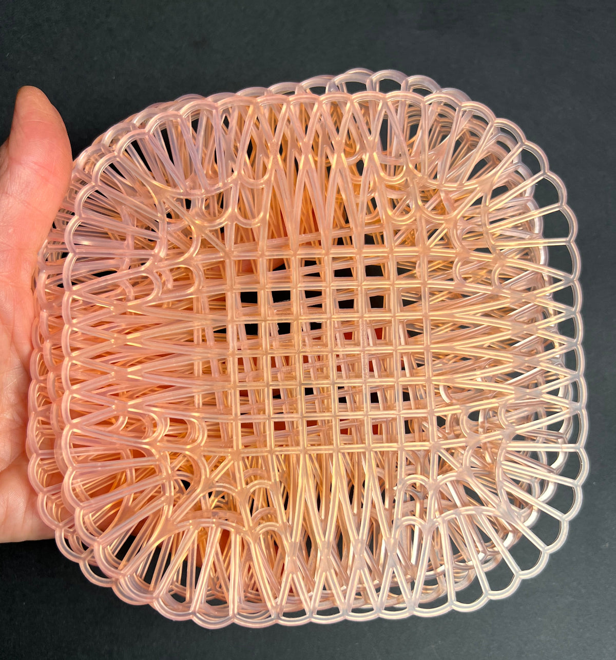 6 Mid Century Pearly Pink Airflow Table Mats - Unused.