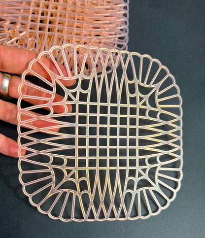 6 Mid Century Pearly Pink Airflow Table Mats - Unused.