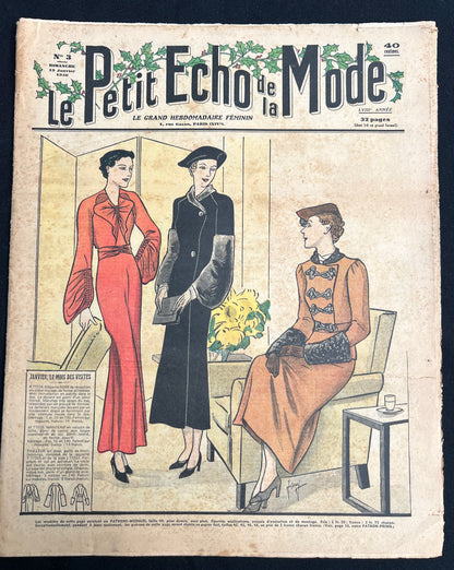 Fancy Dress Hats + Lingerie in 19th January 1936 French Le Petit Echo de la Mode