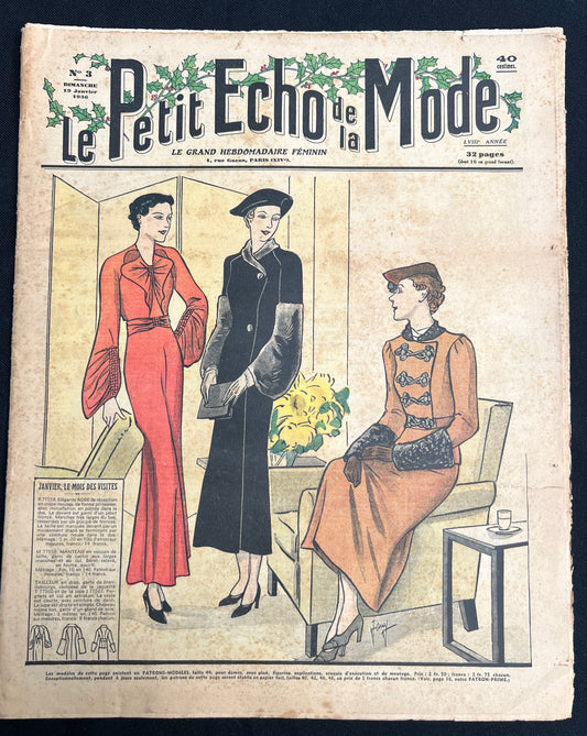 Fancy Dress Hats + Lingerie in 19th January 1936 French Le Petit Echo de la Mode