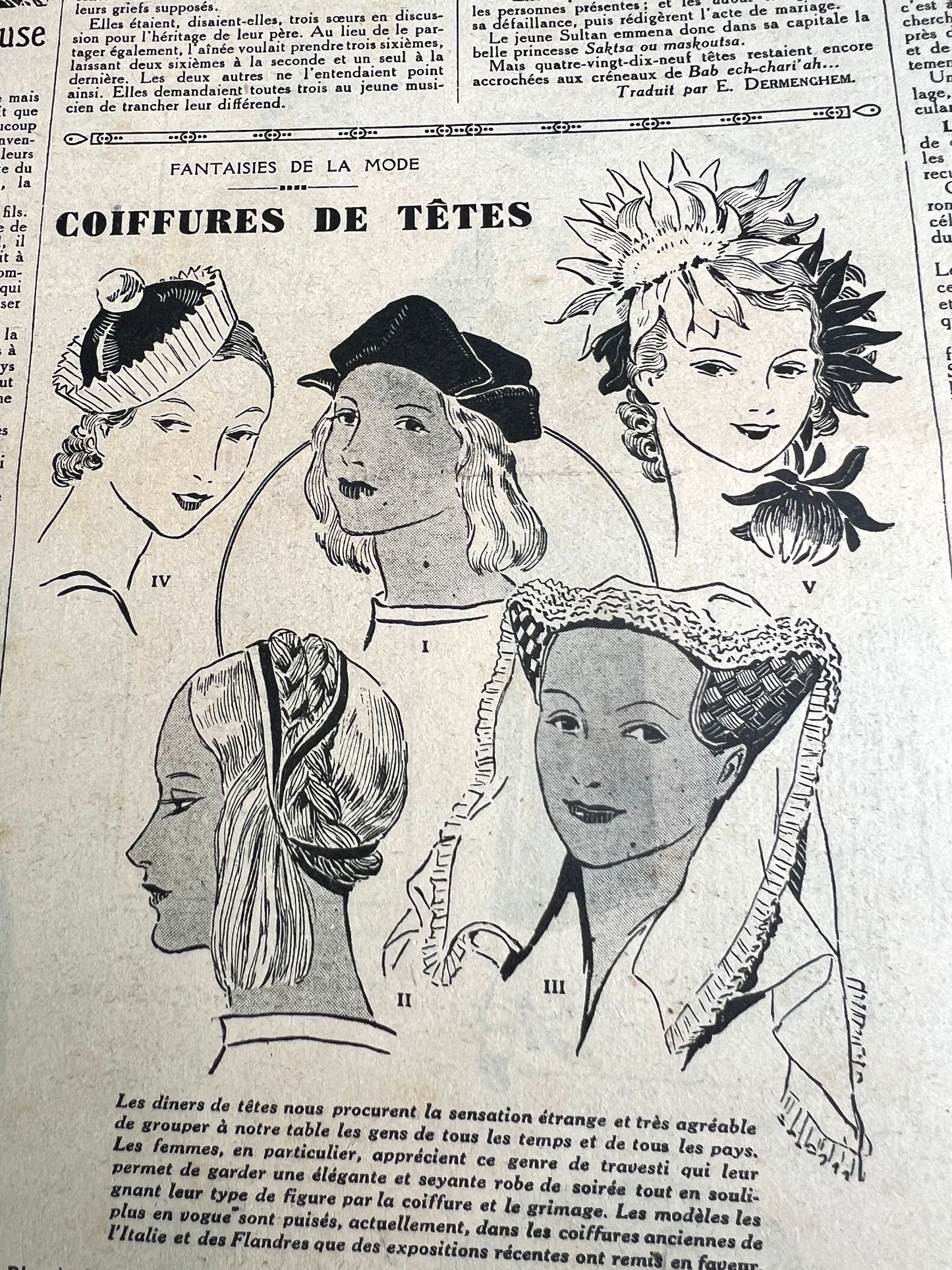 Fancy Dress Hats + Lingerie in 19th January 1936 French Le Petit Echo de la Mode
