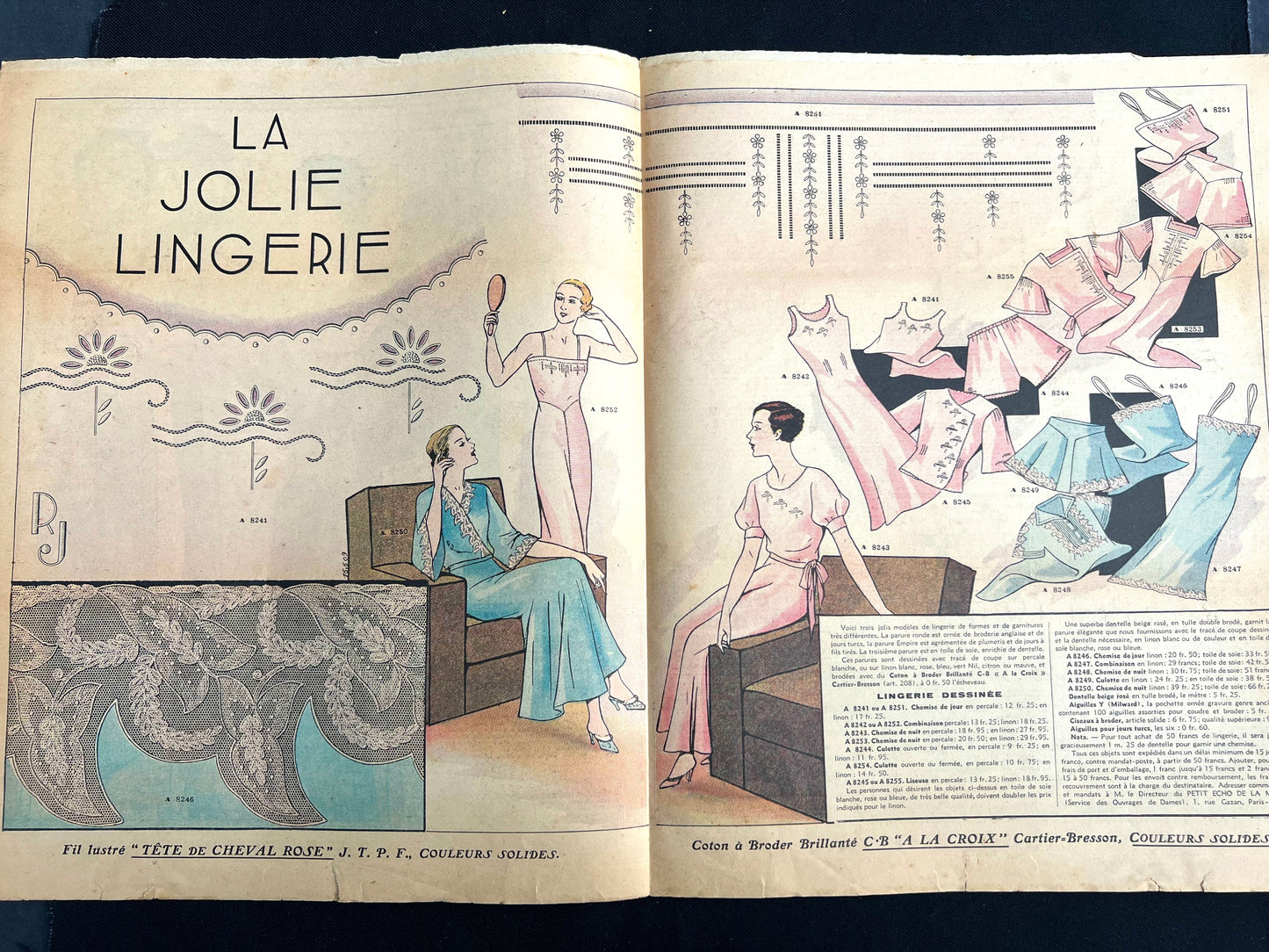 Fancy Dress Hats + Lingerie in 19th January 1936 French Le Petit Echo de la Mode