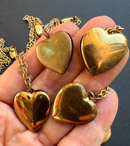6 Tarnished 1940s Heart Necklaces