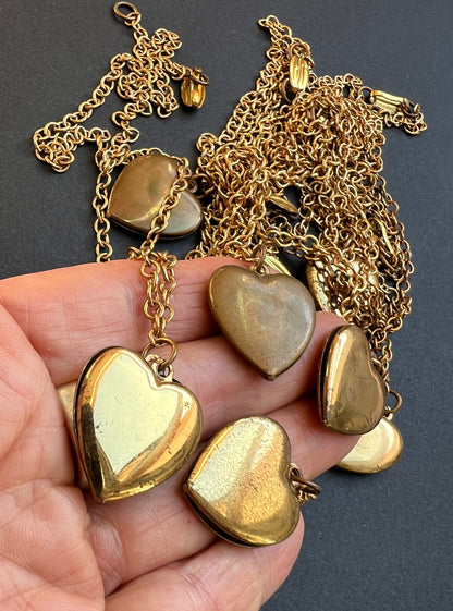 6 Tarnished 1940s Heart Necklaces
