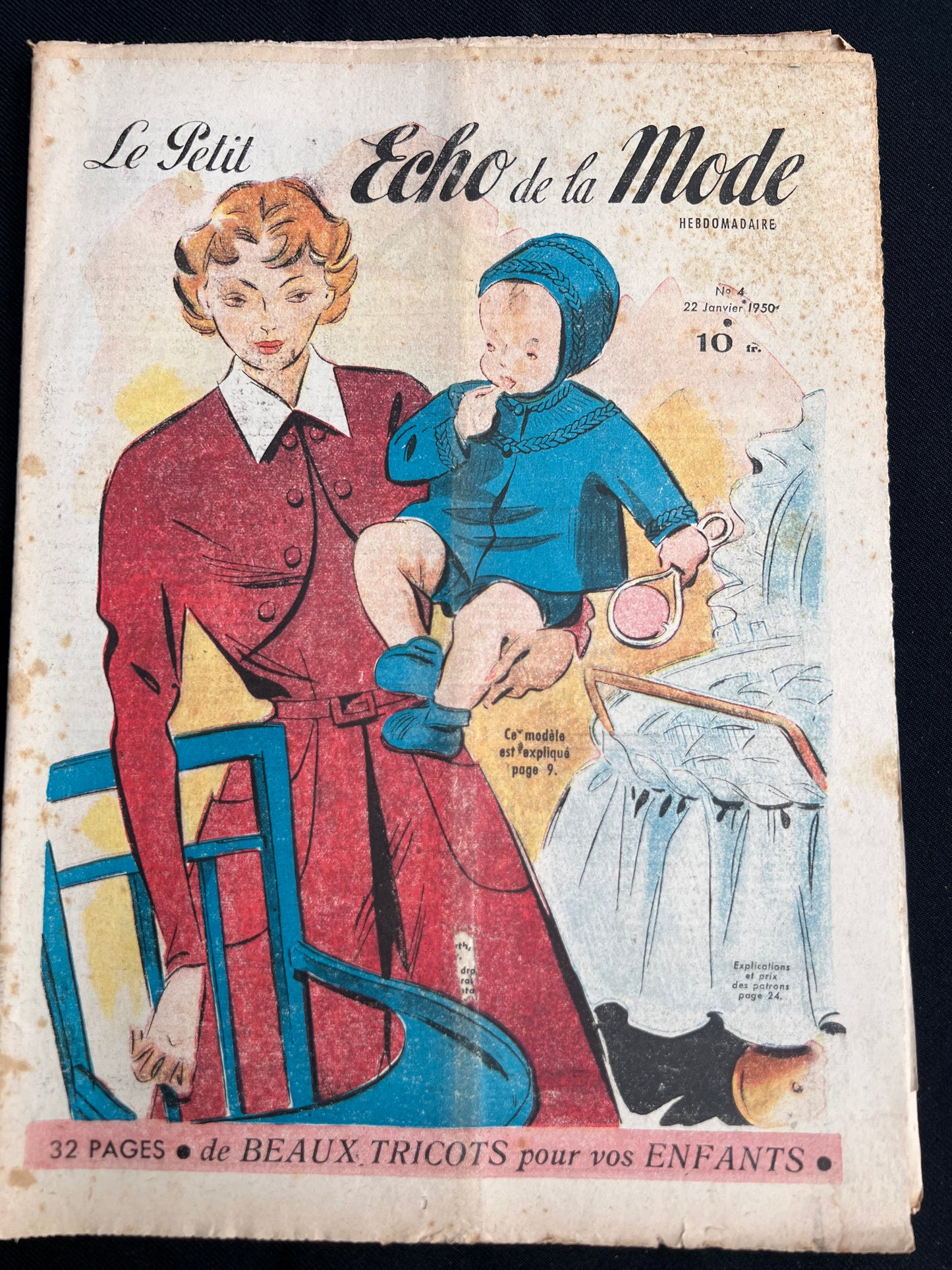 Hats + Handicrafts in 22nd January 1950 French Women's Paper Le Petit Echo de la Mode