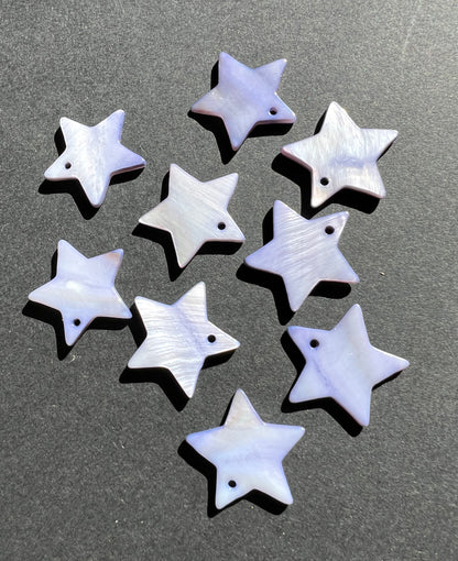 10 Lilac Mother of Pearl 2.5cm Stars - Earrings, Necklaces, Christmas Tree Decorations ?