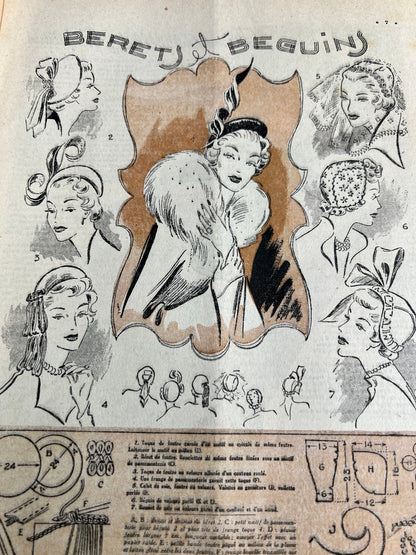 Hats + Handicrafts in 22nd January 1950 French Women's Paper Le Petit Echo de la Mode