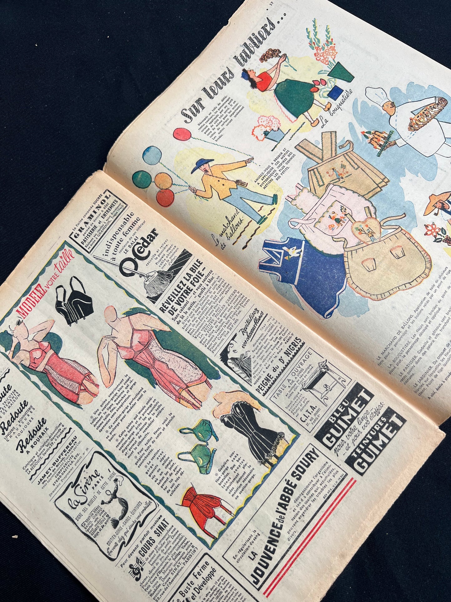 Corsets + Needlework in 1st January 1950 French Women's Paper Le Petit Echo de la Mode