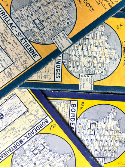4 French 1940s Michelin Maps of West and Central France
