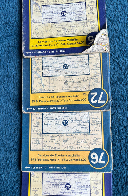 4 French 1940s Michelin Maps of West and Central France