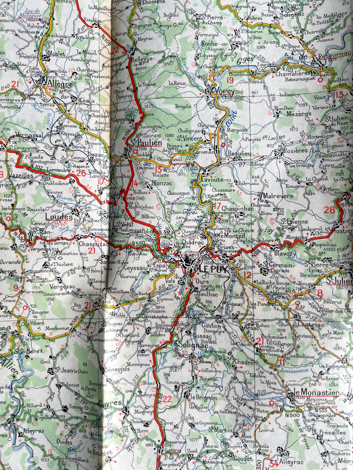 4 French 1940s Michelin Maps of West and Central France