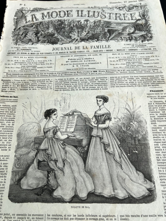 The Evenings Entertainment on 27th January 1867 French Women's Paper La Mode Illustree