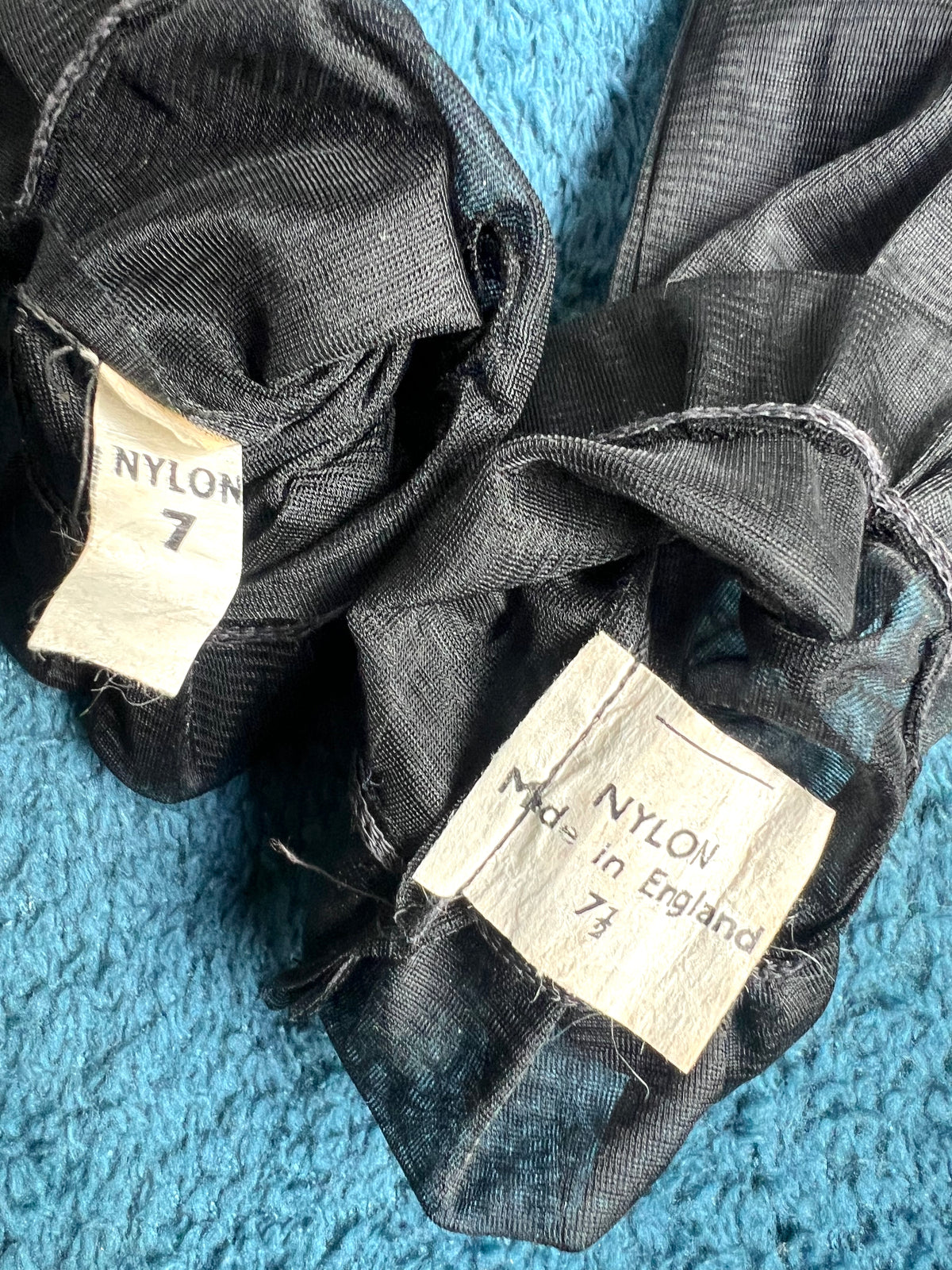 2 Pairs Unused Very Ladylike 1940s Nylon Gloves size 7 + 7.5