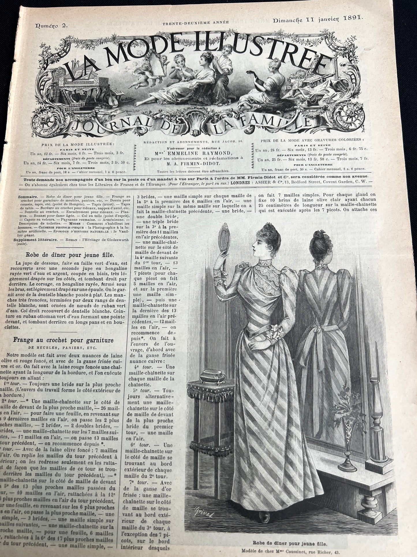 Self Reflection in 11th January 1891 French Women's Paper La Mode Illustree