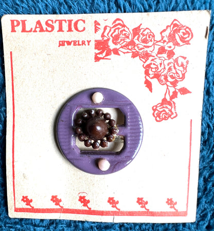 Interesting 1930s Lilac and Maroon Plastic Brooch