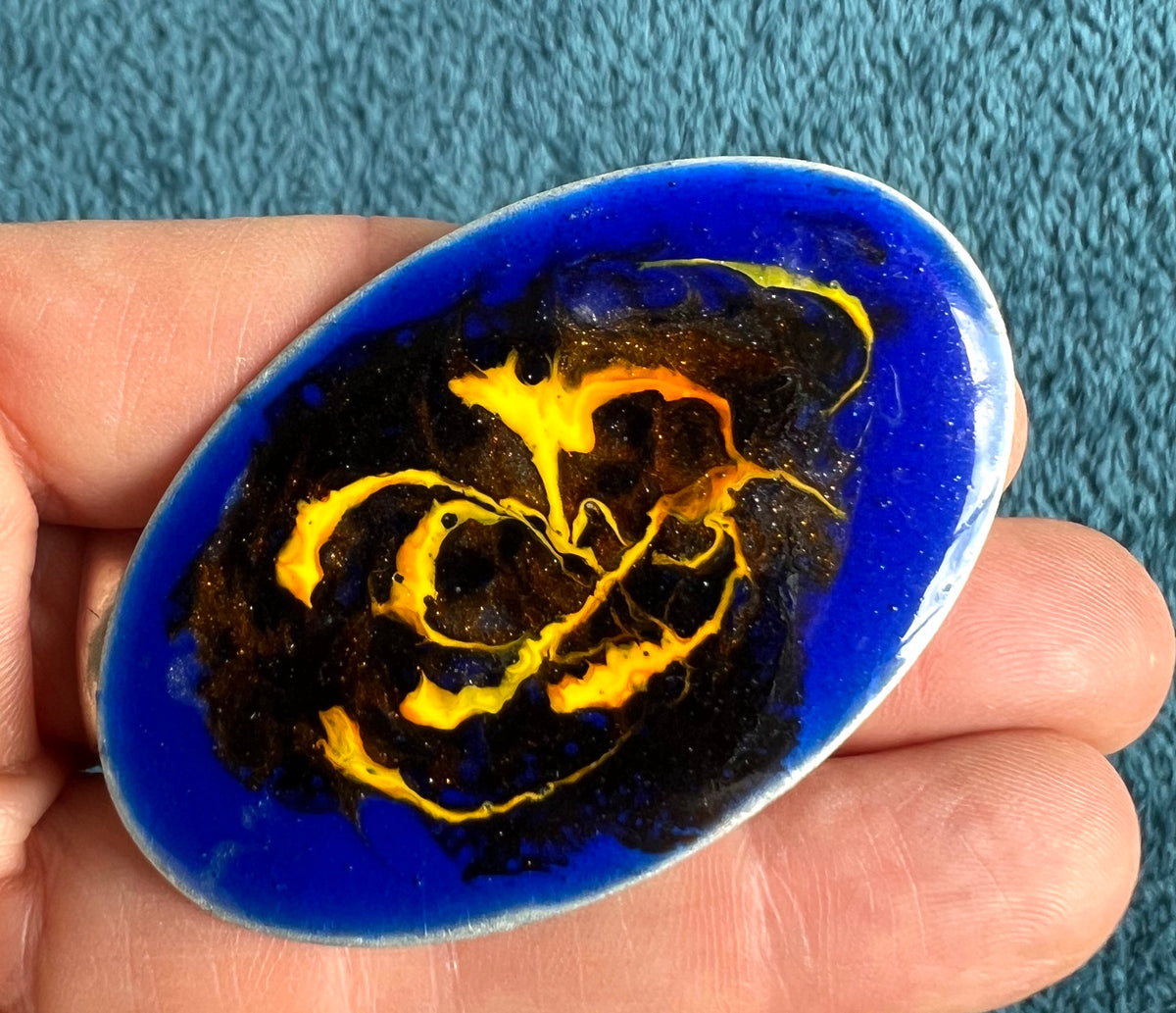 Cosmic Enamel Brooch..Rather Compelling..