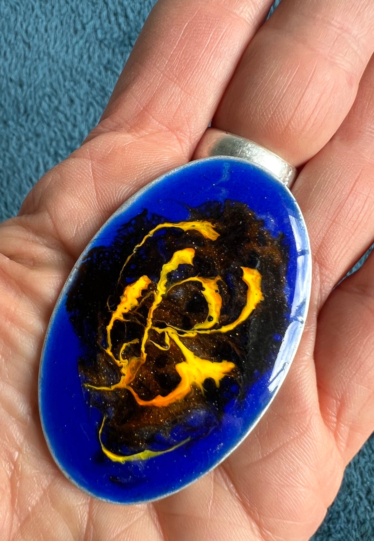 Cosmic Enamel Brooch..Rather Compelling..