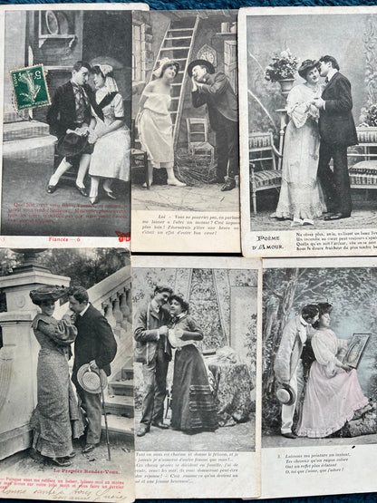 6 Inventivally Romantic Early C20th French Postcards