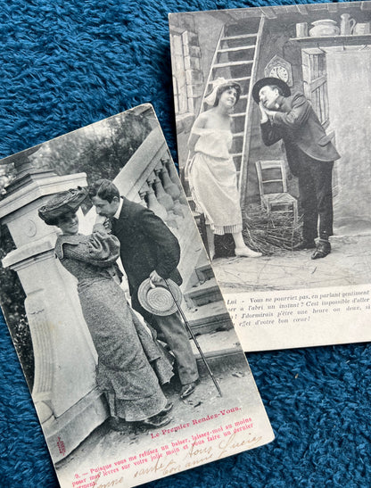 6 Inventivally Romantic Early C20th French Postcards