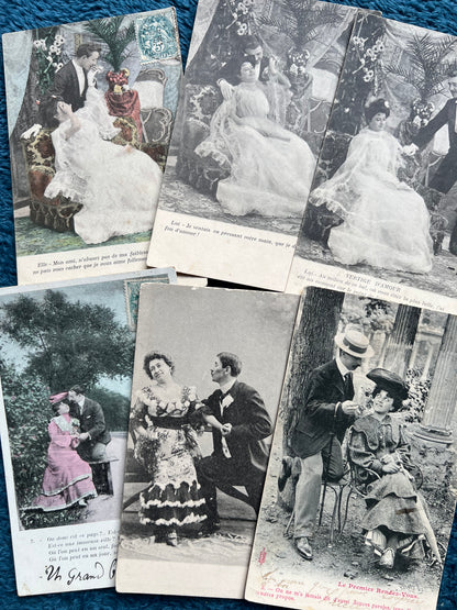 6 Dramatically Romantic Early C20th French Postcards