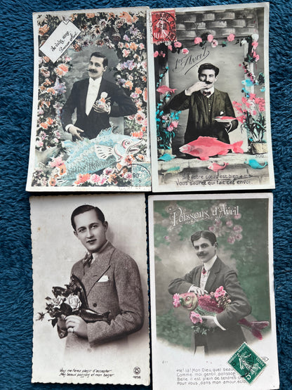 4 ..Amusing..Poisson d'Avril Fish Postcards