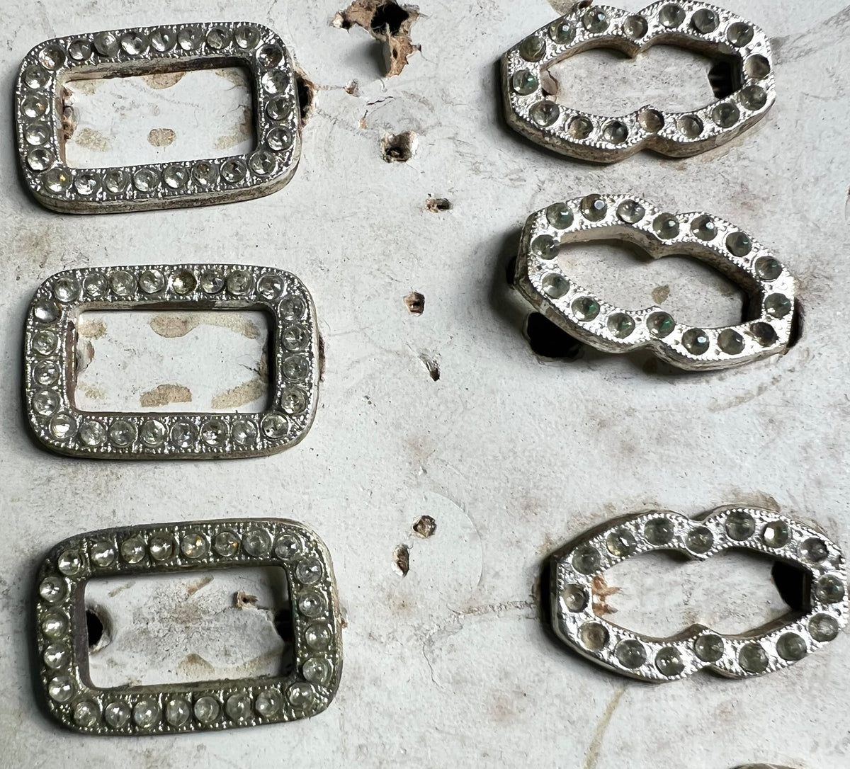 1930s Made in Czecho-Slovakia Card of 12  Hair Clips that Need Some Crystals Replacing - 2 Designs