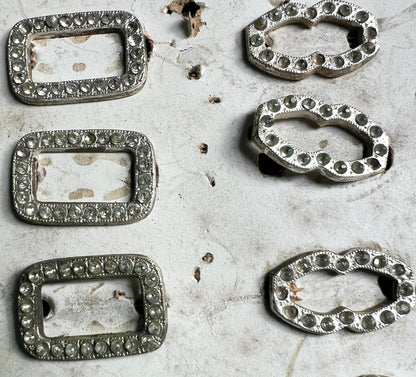 1930s Made in Czecho-Slovakia Card of 12  Hair Clips that Need Some Crystals Replacing - 2 Designs
