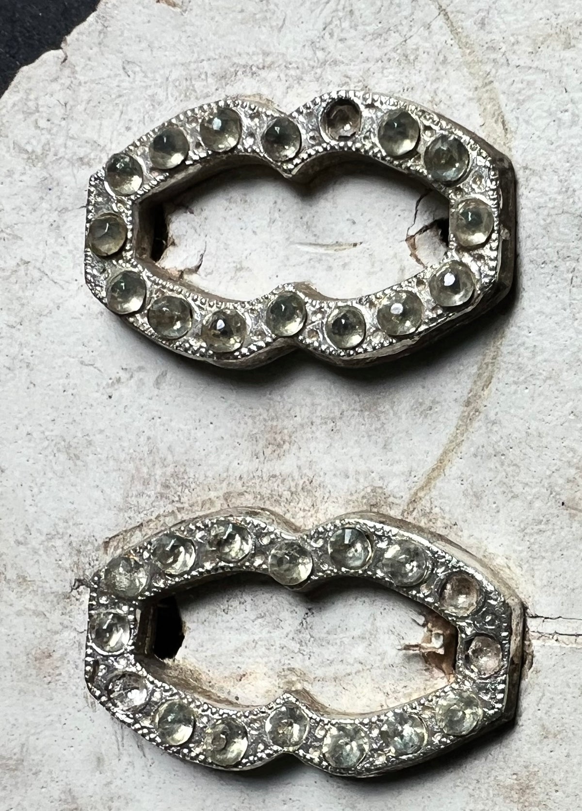 1930s Made in Czecho-Slovakia Card of 12  Hair Clips that Need Some Crystals Replacing - 2 Designs