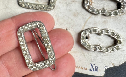 1930s Made in Czecho-Slovakia Card of 12  Hair Clips that Need Some Crystals Replacing - 2 Designs