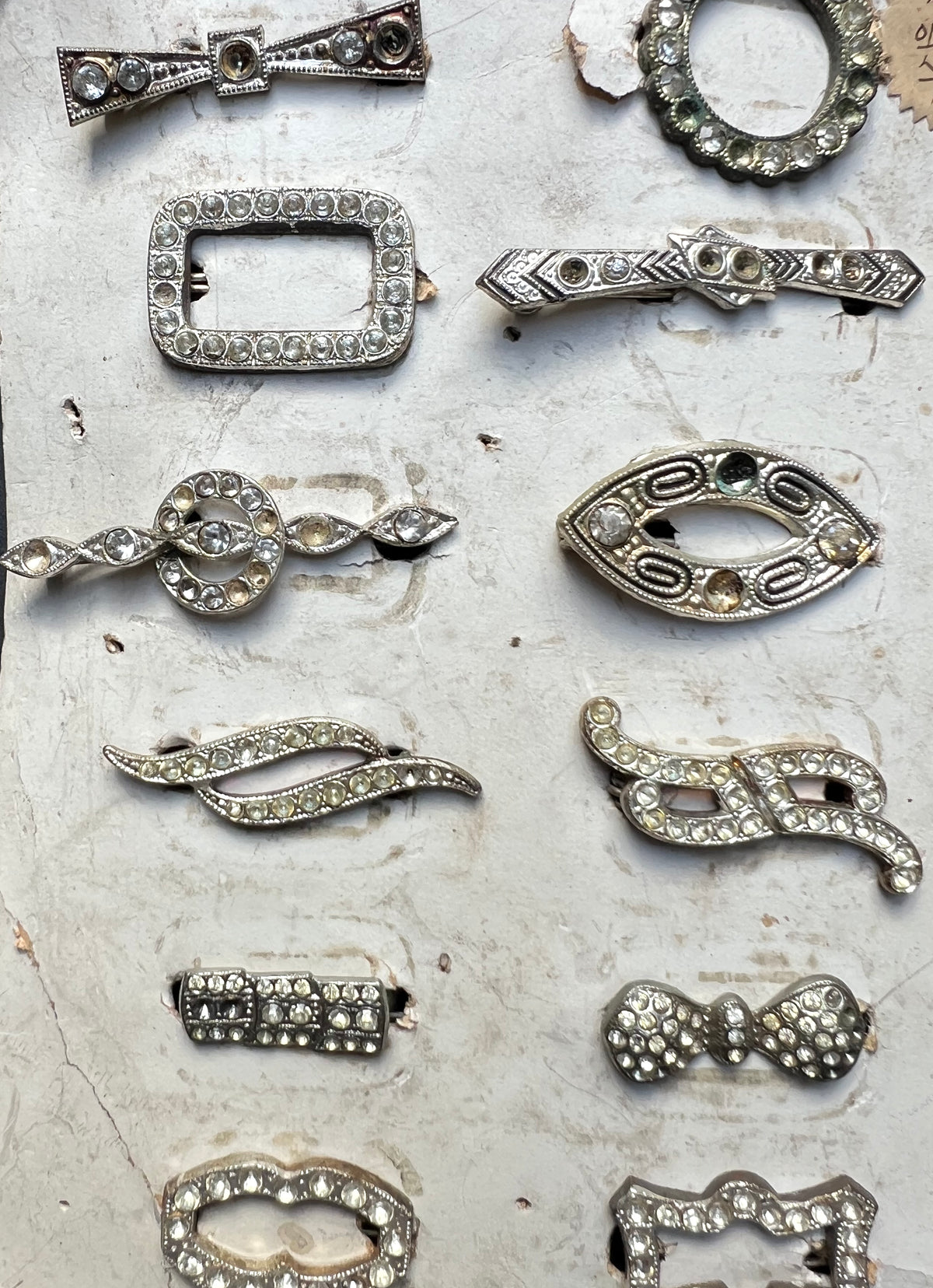 12 Different 1930s Made in CzechoSlovakia Hair Clips that Need Some Crystals Replacing
