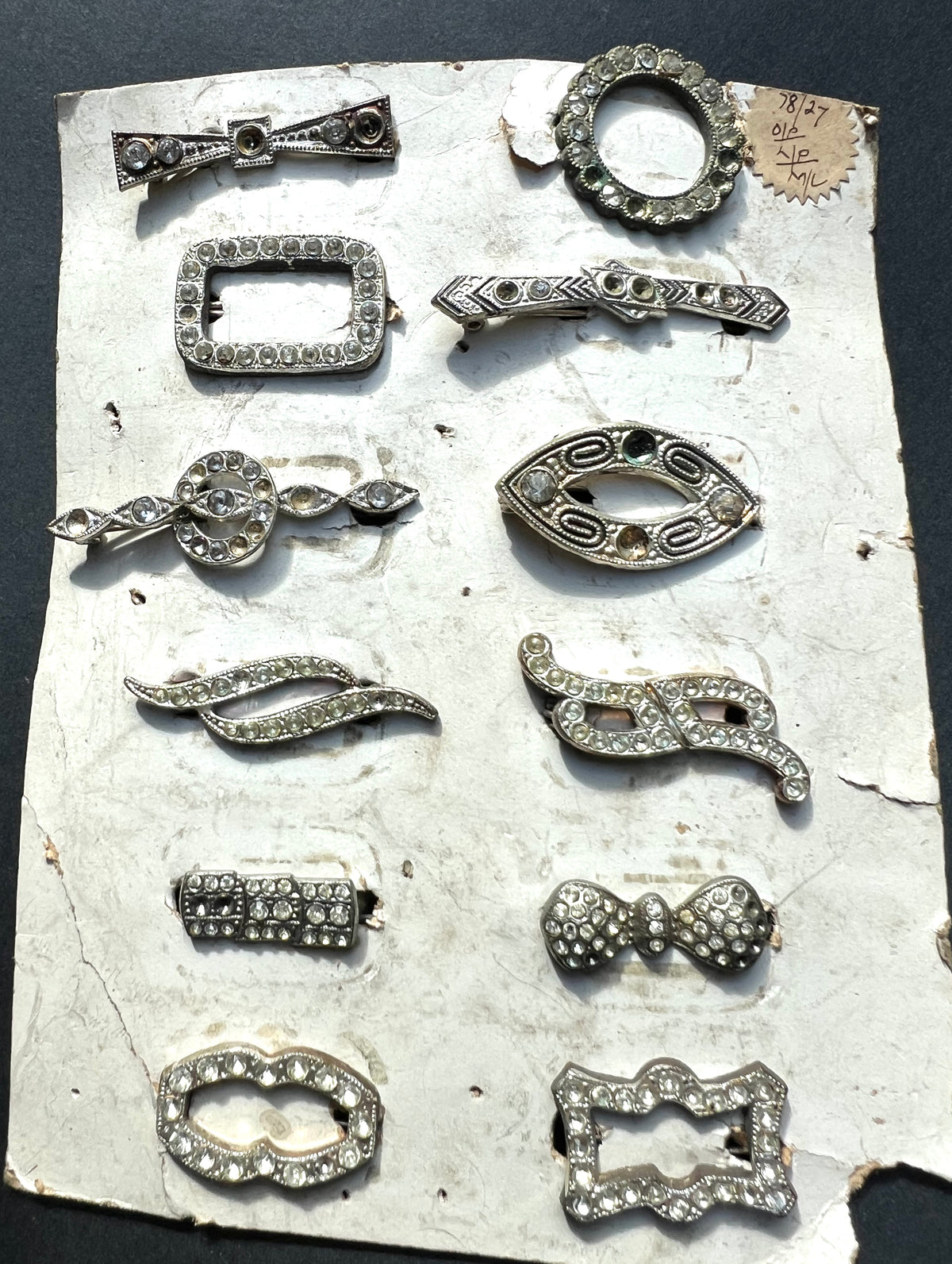 12 Different 1930s Made in CzechoSlovakia Hair Clips that Need Some Crystals Replacing