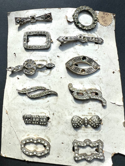 12 Different 1930s Made in CzechoSlovakia Hair Clips that Need Some Crystals Replacing