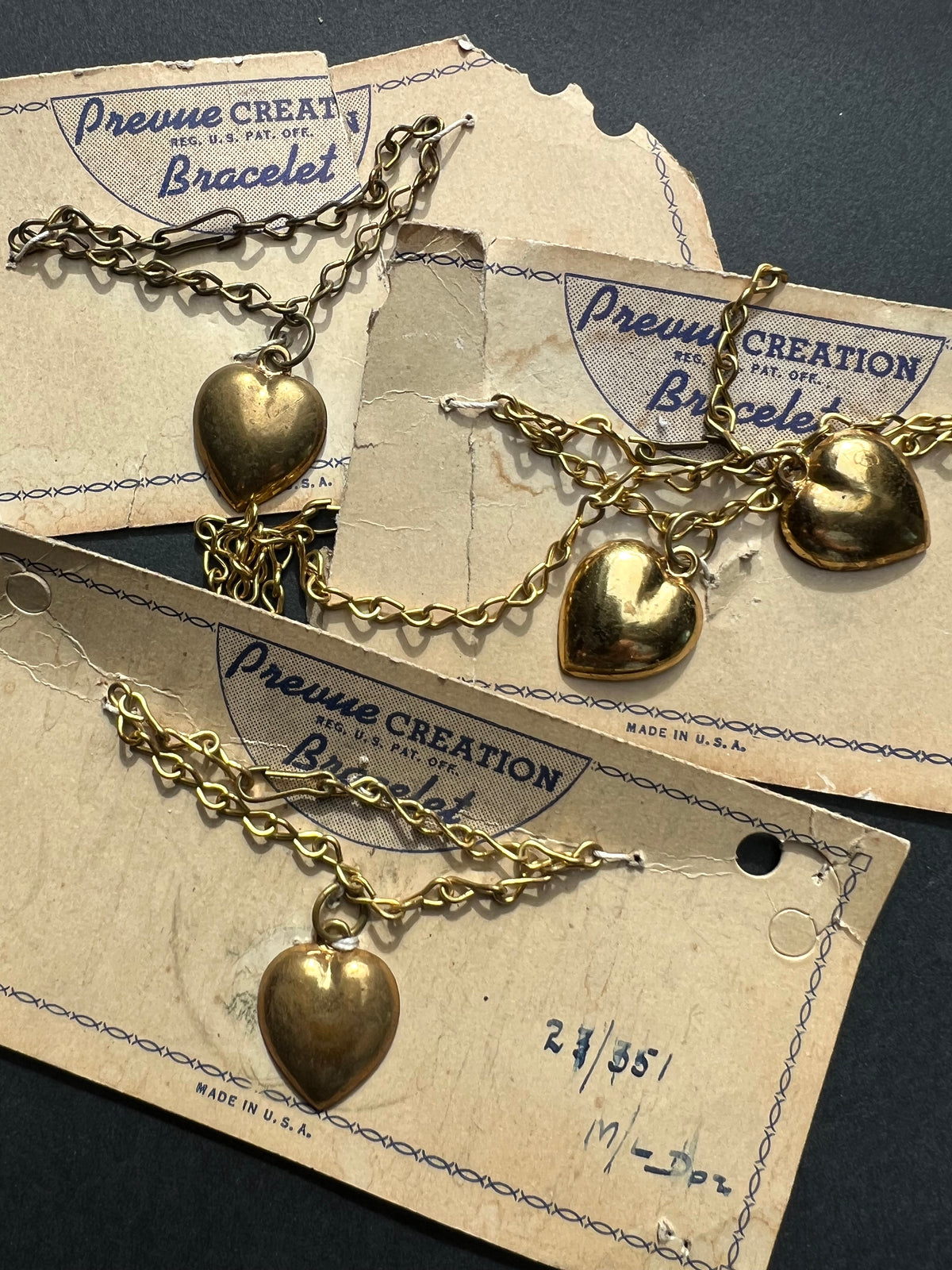 1940s Children's Heart Jewellery - 3 Bracelets + 1 Necklace - All Tarnished