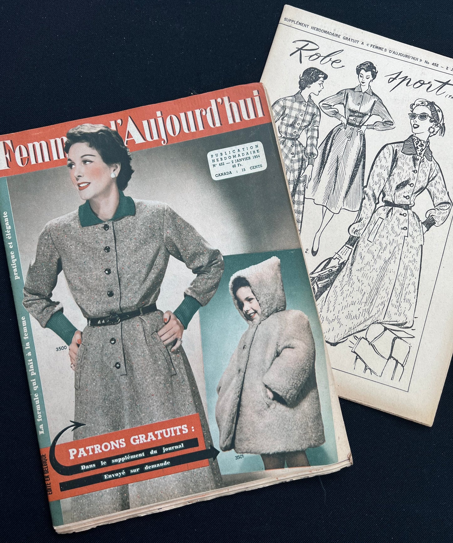 2nd January 1954 French Women's Magazine Femmes d'Aujourd'hui with Pattern