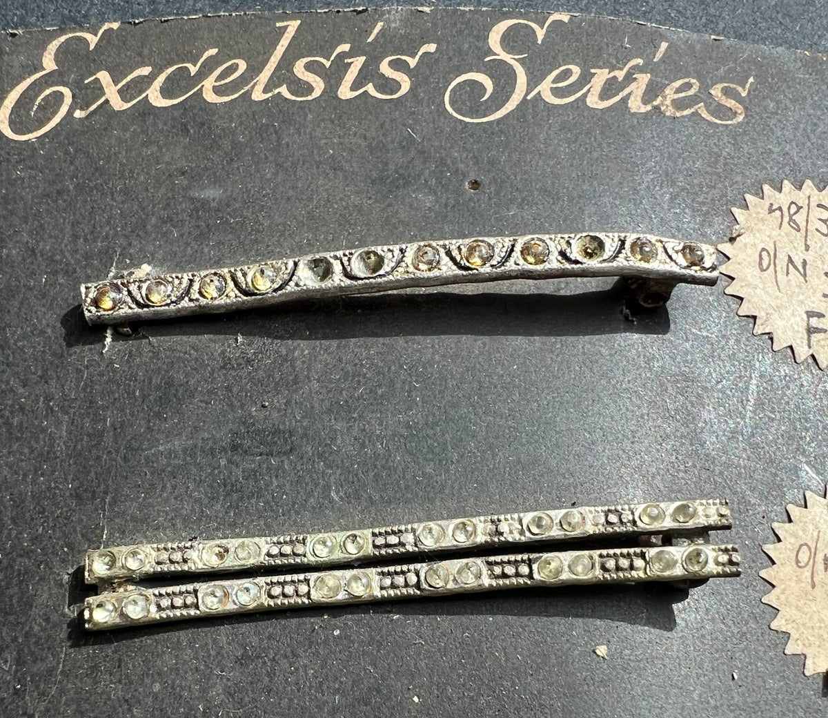 Sample Sheet of 6 1930s Hair Clips that Need Some Crystals Replacing