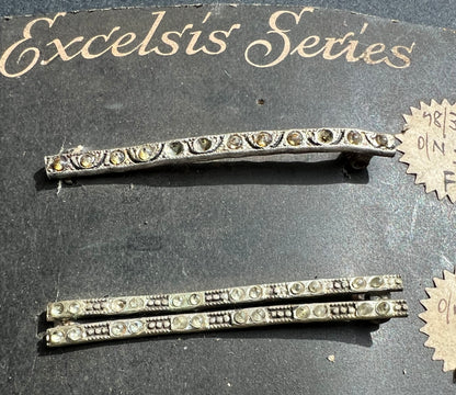 Sample Sheet of 6 1930s Hair Clips that Need Some Crystals Replacing