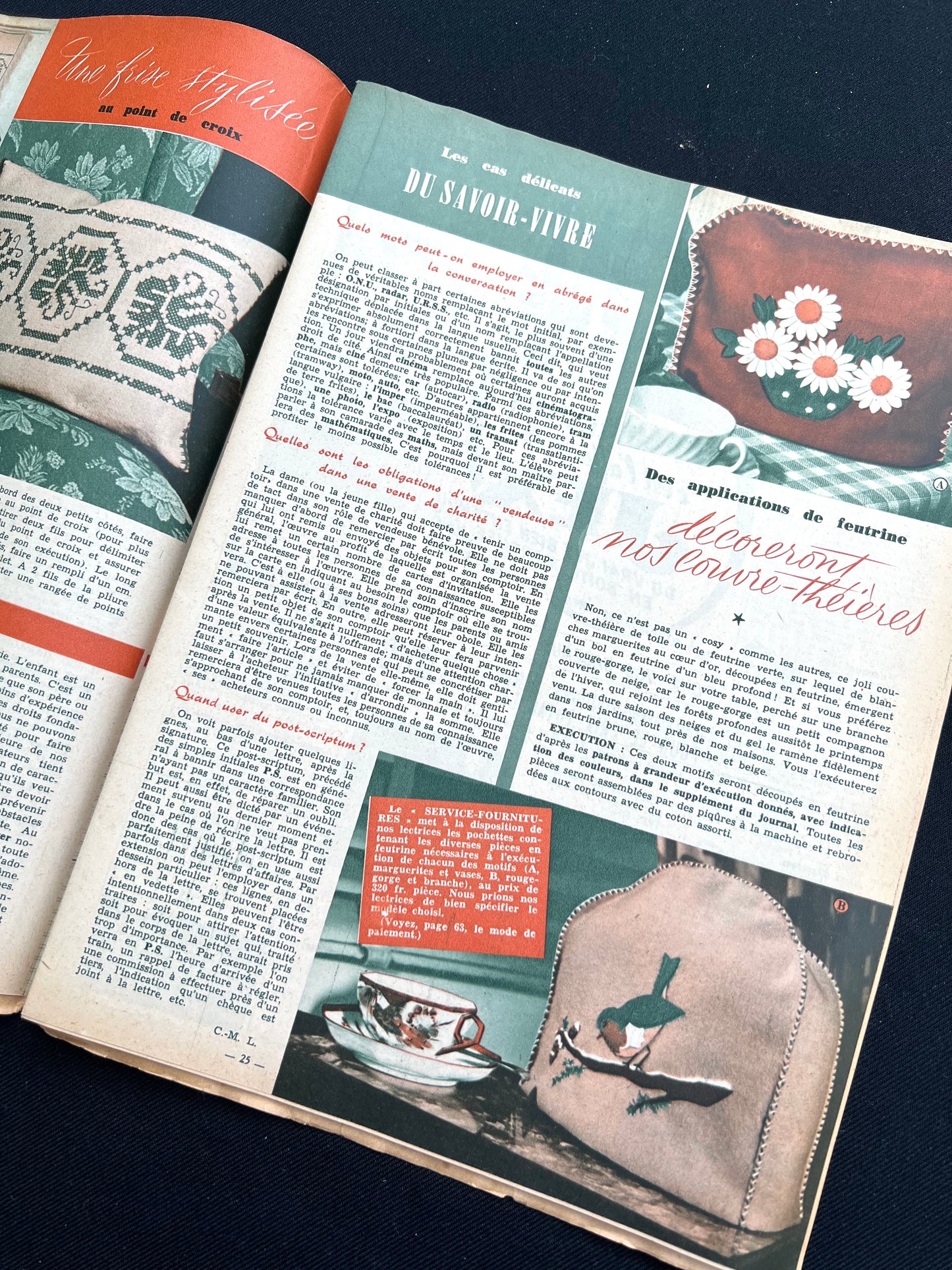 2nd January 1954 French Women's Magazine Femmes d'Aujourd'hui with Pattern