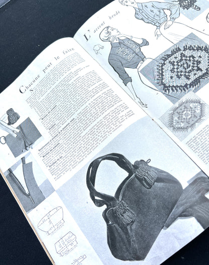 DEMACHY-PATRON Illustration on Cover of January 1950 French  Modes & Travaux incl Dress Pattern + Designer Wedding Dresses