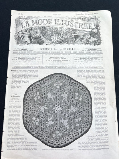 Crochet + Fashion Accessories 160 Years ago in 28th January 1866 French Women's Paper La Mode Illustree