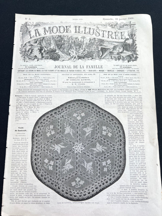 Crochet + Fashion Accessories 160 Years ago in 28th January 1866 French Women's Paper La Mode Illustree